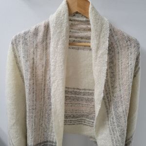 Ivory, Pink and Grey Woven Plaid Scarf with Fringe